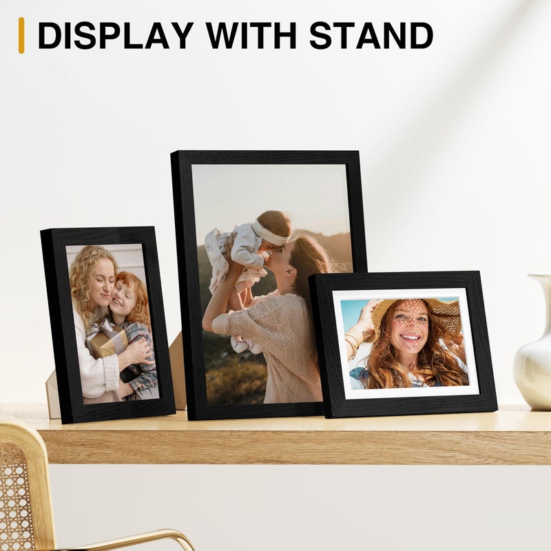Vittanly 15 Pack Picture Frames Collage Wall Decor for Mounting or Tabletop Display, Gallery Frame Set for Family, Multi Sizes Including 3pcs 8x10, 6pcs 5x7, 6pcs 4x6, Black, Brown and Grey - Image 4